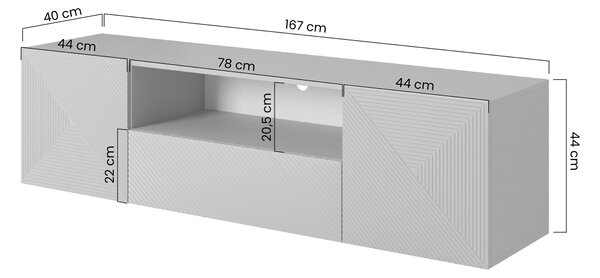 Závesná TV skrinka Asha 167 cm so zásuvkou a otvorenou policou - artisan / čierny mat