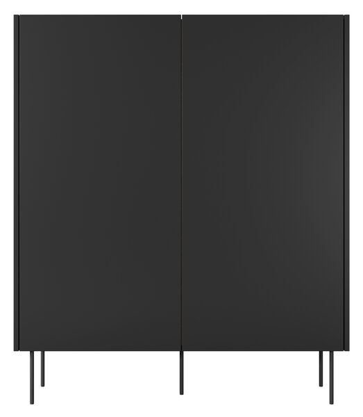 Vysoká komoda Desin 120 cm s dvoma dverami a skrytými zásuvkami - čierny mat / dub nagano