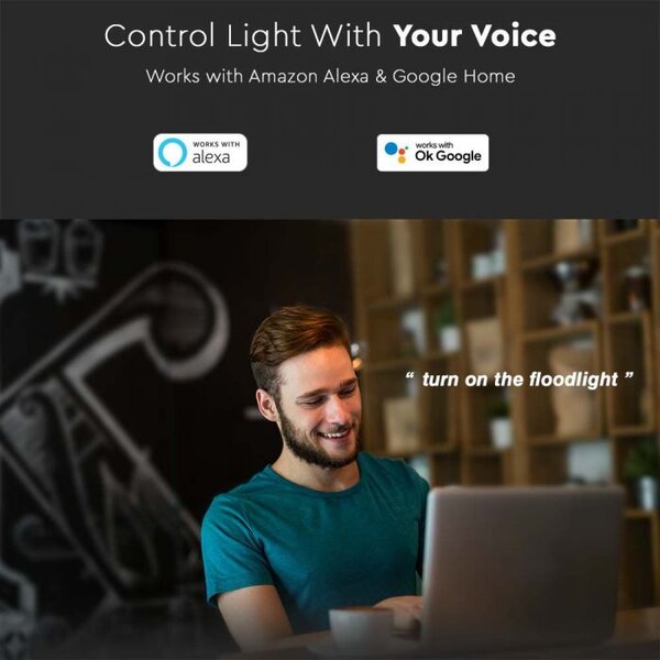 V-TAC Smart LED reflektor 10W, 725lm, RGB+3000K-6500K s priamym pripojením, IP65, Amazon Alexa, Google Home