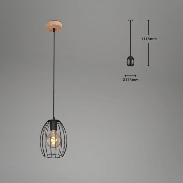Luster na lanku 1xE27/60W/230V čierny