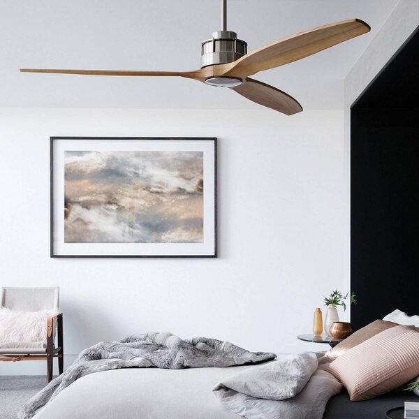 Stropný ventilátor Beacon Airfusion Akmani, tichý, teak/chróm, Svetlé drevo, Obývacia izba / jedáleň, Drevo, Moderný