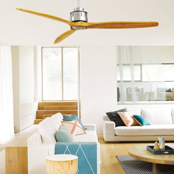 Stropný ventilátor Beacon Airfusion Akmani, tichý, teak/chróm, Svetlé drevo, Obývacia izba / jedáleň, Drevo, Moderný