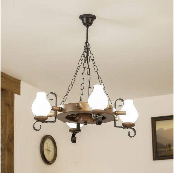 Brilagi - Luster na reťazi TIMONA 4xE14/40W/230V priemer 50 cm buk/orech