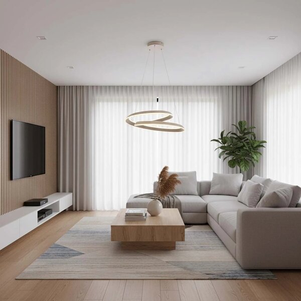 LED luster na lanku CASHMERE LED/75W/230V pr. 60 cm béžový