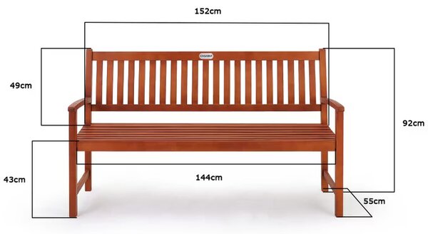 Záhradná lavička Maxima 152 cm - eukalyptus