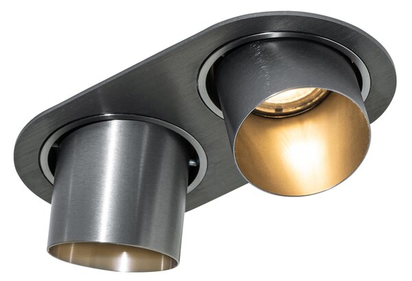 Zaoblené zapustené bodové svetlo tmavosivé GU10 50 mm 2-svetlo - Installa