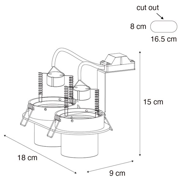 Zaskrutkované bodové svetlo biele GU10 50 mm 2-svetlo - Installa