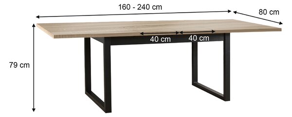 Rozkladací jedálenský stôl Ikon 3L 160-240x92 - dub sonoma