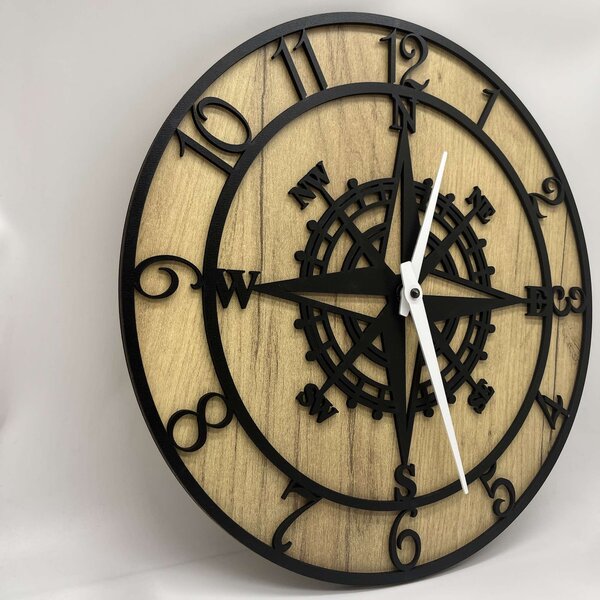 KMDESING | Drevené nástenné hodiny - Kompas Wood