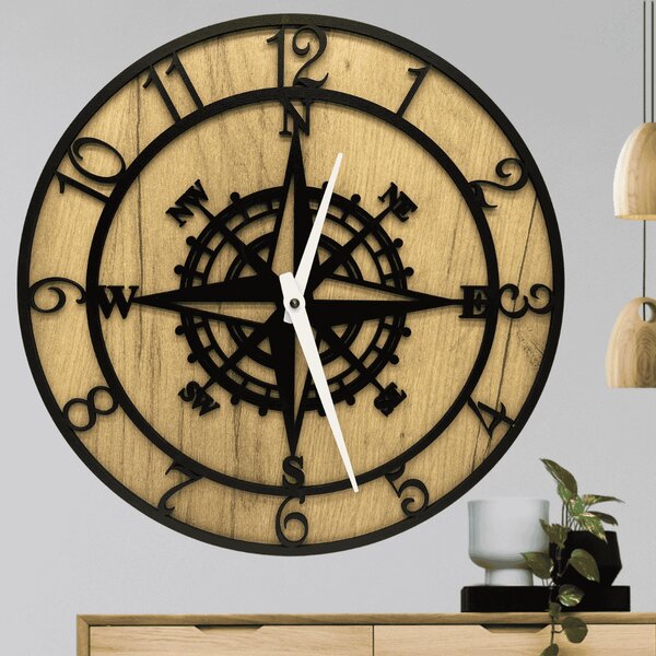 KMDESING | Drevené nástenné hodiny - Kompas Wood