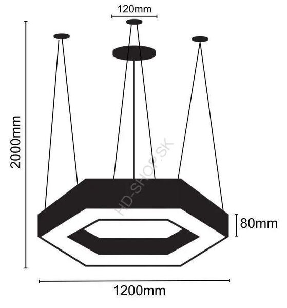 LED závesné svietidlo 60W 4000K čierne (LCL7624-H)