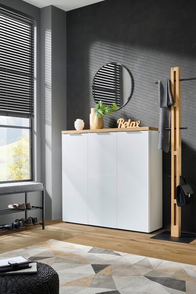 SKRINKA NA TOPÁNKY, biela, farba duba, 120/115/34 cm Xora - Skrine, regály & police na topánky
