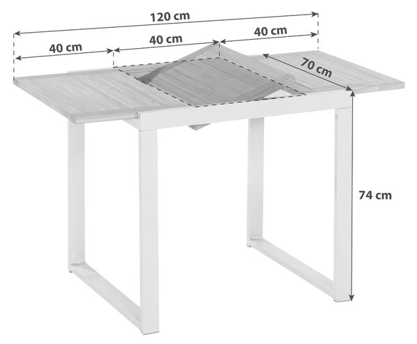 ZÁHRADNÝ STÔL, drevo, kov, 80-120/74/70 cm Gardenson - Online Only záhrada, Online Only