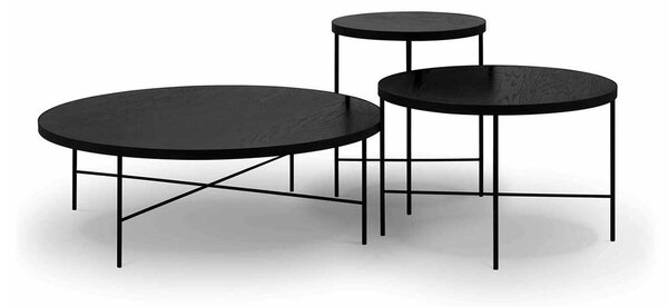 Čierny Sada 3 ks – Konferenčný stolík Orsay 43 × 43 × 50,60 × 60 × 40,90 × 90 × 30 cm INTÉRIEURS 86
