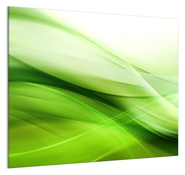 Sklo do kuchyne abstraktná sýto zelená vlna - 55 x 55 cm