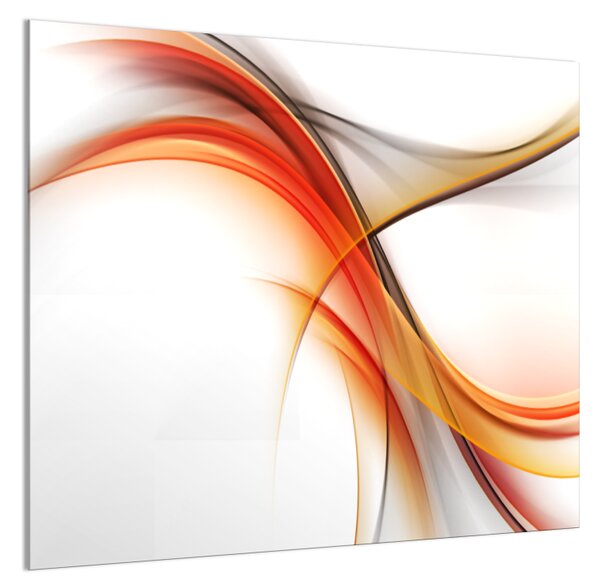 Sklo do kuchyne oranžovo šedá abstraktná vlna - 50 x 50 cm
