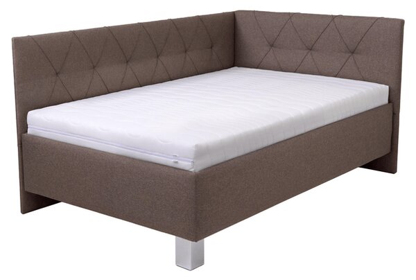 Rohová posteľ s matracom AFRODITE hnedá, 140x200 cm
