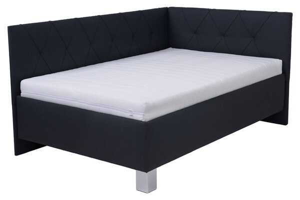 Rohová posteľ s matracom AFRODITE čierna, 140x200 cm