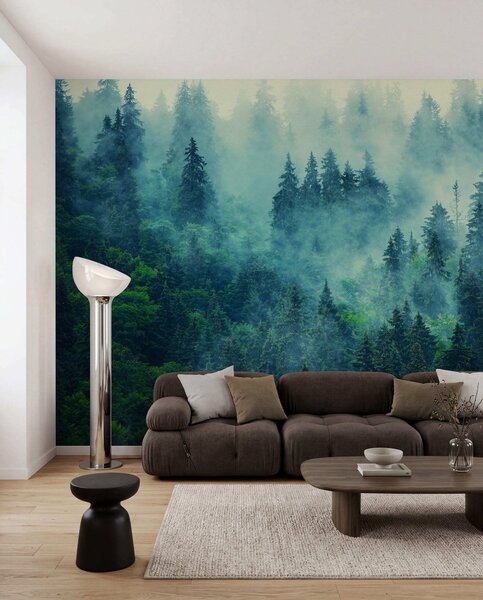 Tapety Les v sýtej tyrkysovej, Fototapety s lesom, Fototapety hmla, u33150 : Uwalls.sk