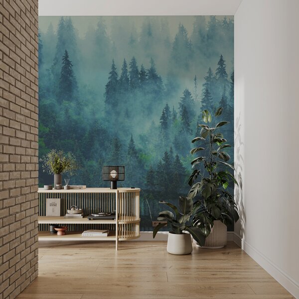 Tapety Les v sýtej tyrkysovej, Fototapety s lesom, Fototapety hmla, u33150 : Uwalls.sk
