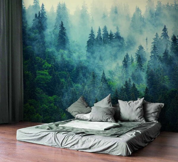 Tapety Les v sýtej tyrkysovej, Fototapety s lesom, Fototapety hmla, u33150 : Uwalls.sk