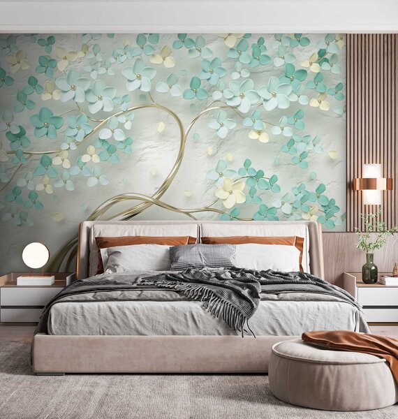 Tapety Strom s modrými kvetmi, 3D fototapety, Fototapety 3d kvety, u52550 : Uwalls.sk