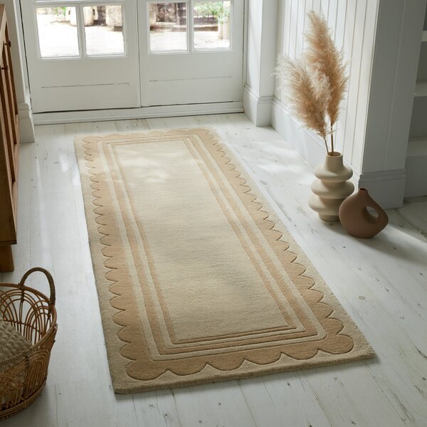 Flair Rugs koberce Ručne všívaný behúň Lois Scallop Natural - 80x230 cm