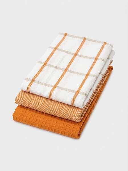 Sinsay - Sada kuchynských utierok s bavlnou 3 pack - oranžová