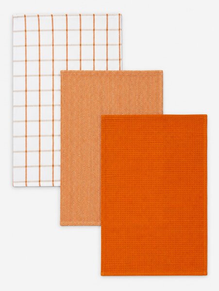 Sinsay - Sada kuchynských utierok s bavlnou 3 pack - oranžová
