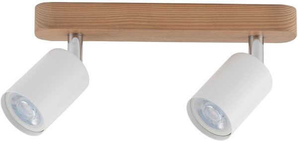 TK Lighting Top stropné svietidlo 2x10 W biela-chrómová-drevená 3295
