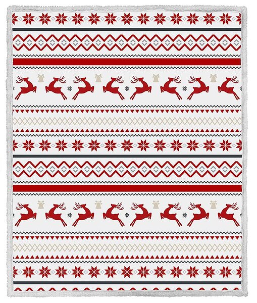 Magnat Vianočná biela baránková deka z mikroplyšu RETRO CHRISTMAS Rozmer: 160 x 200 cm