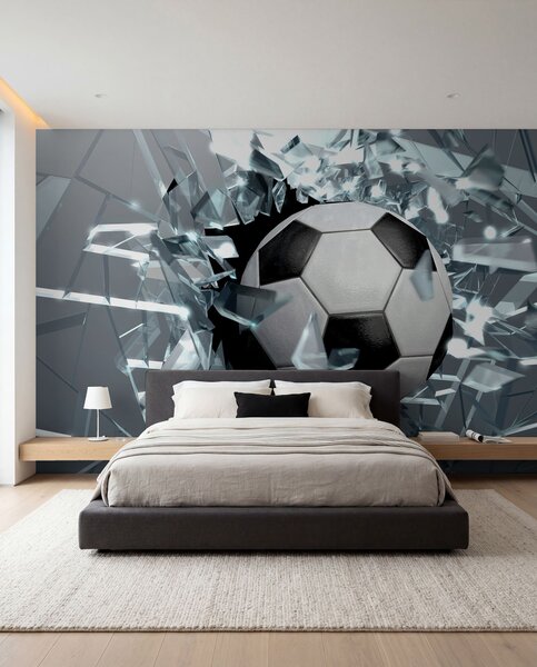 Tapety Futbalová lopta cez sklo, Detské fototapety, Fototapety pre chlapcov, u64581 : Uwalls.sk