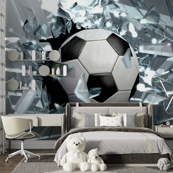 Tapety Futbalová lopta cez sklo, Detské fototapety, Fototapety pre chlapcov, u64581 : Uwalls.sk