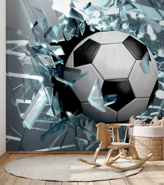 Tapety Futbalová lopta cez sklo, Detské fototapety, Fototapety pre chlapcov, u64581 : Uwalls.sk