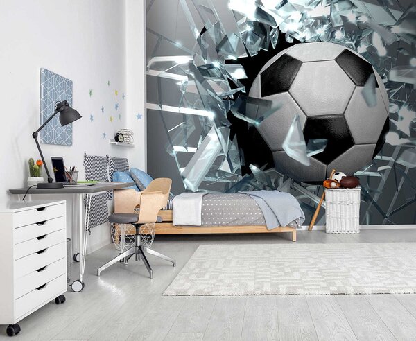 Tapety Futbalová lopta cez sklo, Detské fototapety, Fototapety pre chlapcov, u64581 : Uwalls.sk