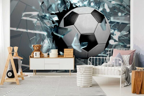 Tapety Futbalová lopta cez sklo, Detské fototapety, Fototapety pre chlapcov, u64581 : Uwalls.sk