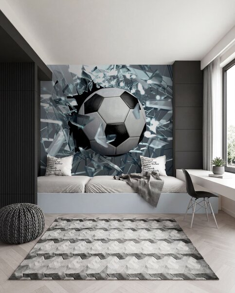 Tapety Futbalová lopta cez sklo, Detské fototapety, Fototapety pre chlapcov, u64581 : Uwalls.sk