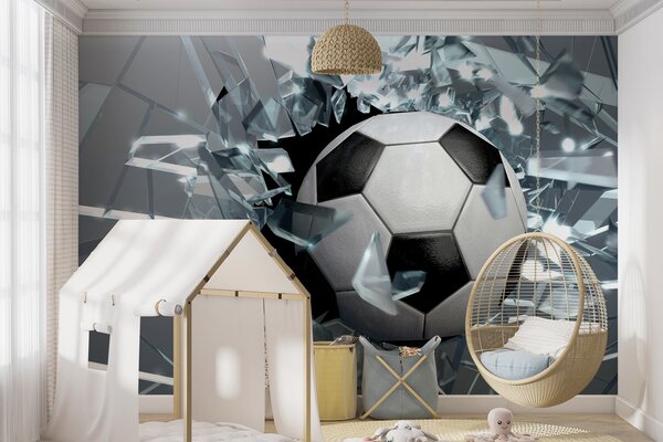 Tapety Futbalová lopta cez sklo, Detské fototapety, Fototapety pre chlapcov, u64581 : Uwalls.sk
