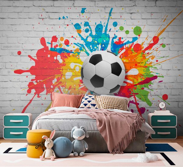 Tapety Futbalová lopta na pozadí tehlovej steny, Detské fototapety, Fototapety pre chlapcov, u64587 : Uwalls.sk