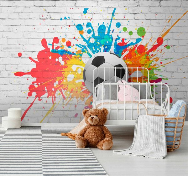Tapety Futbalová lopta na pozadí tehlovej steny, Detské fototapety, Fototapety pre chlapcov, u64587 : Uwalls.sk