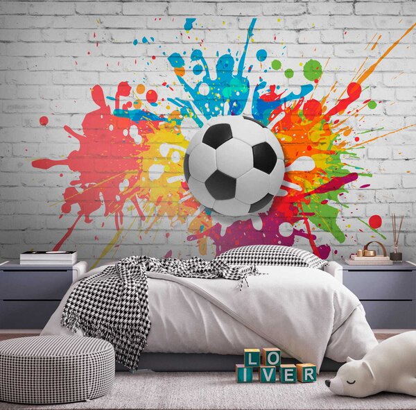 Tapety Futbalová lopta na pozadí tehlovej steny, Detské fototapety, Fototapety pre chlapcov, u64587 : Uwalls.sk