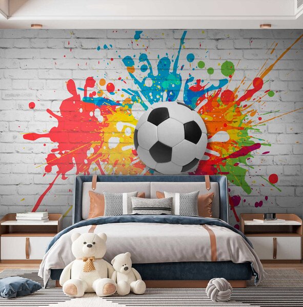 Tapety Futbalová lopta na pozadí tehlovej steny, Detské fototapety, Fototapety pre chlapcov, u64587 : Uwalls.sk