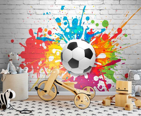 Tapety Futbalová lopta na pozadí tehlovej steny, Detské fototapety, Fototapety pre chlapcov, u64587 : Uwalls.sk