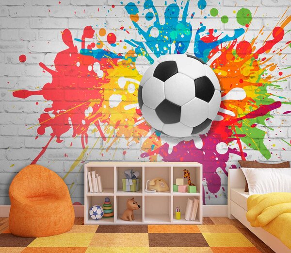 Tapety Futbalová lopta na pozadí tehlovej steny, Detské fototapety, Fototapety pre chlapcov, u64587 : Uwalls.sk