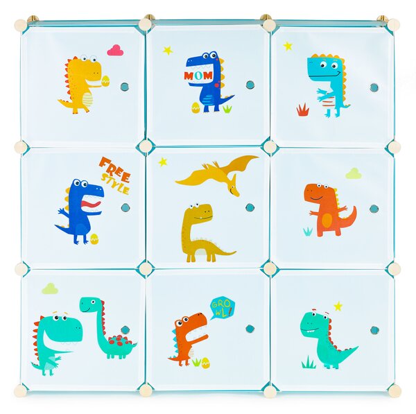 ModernHome Detská skrinka s 9 policami - Dinosaury