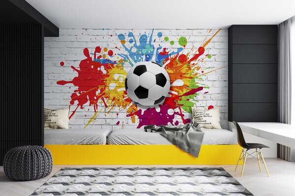 Tapety Futbalová lopta na pozadí tehlovej steny, Detské fototapety, Fototapety pre chlapcov, u64587 : Uwalls.sk