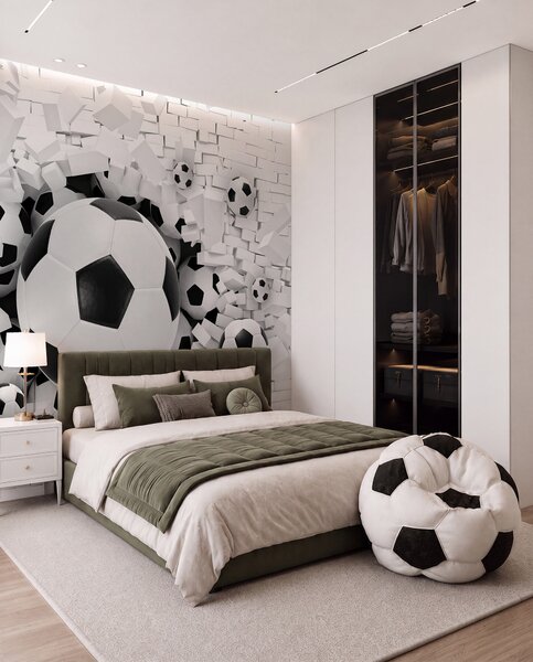 Tapety Futbalová lopta prerazí stenu, Detské fototapety, Fototapety pre chlapcov, u70633 : Uwalls.sk