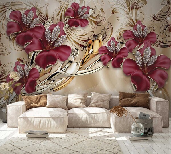 Tapety Červené ľalie s 3D efektom, 3D fototapety, Fototapety 3d kvety, u70604 : Uwalls.sk