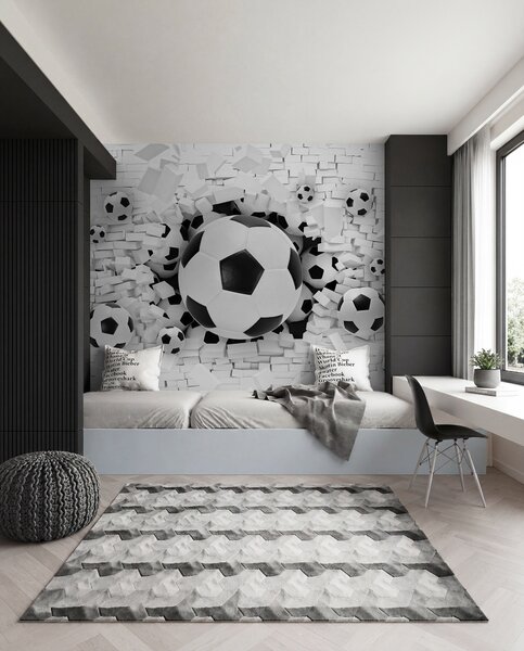 Tapety Futbalová lopta prerazí stenu, Detské fototapety, Fototapety pre chlapcov, u70633 : Uwalls.sk