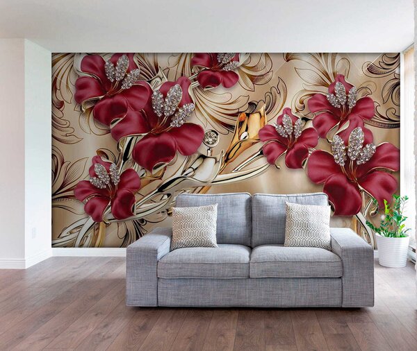 Tapety Červené ľalie s 3D efektom, 3D fototapety, Fototapety 3d kvety, u70604 : Uwalls.sk